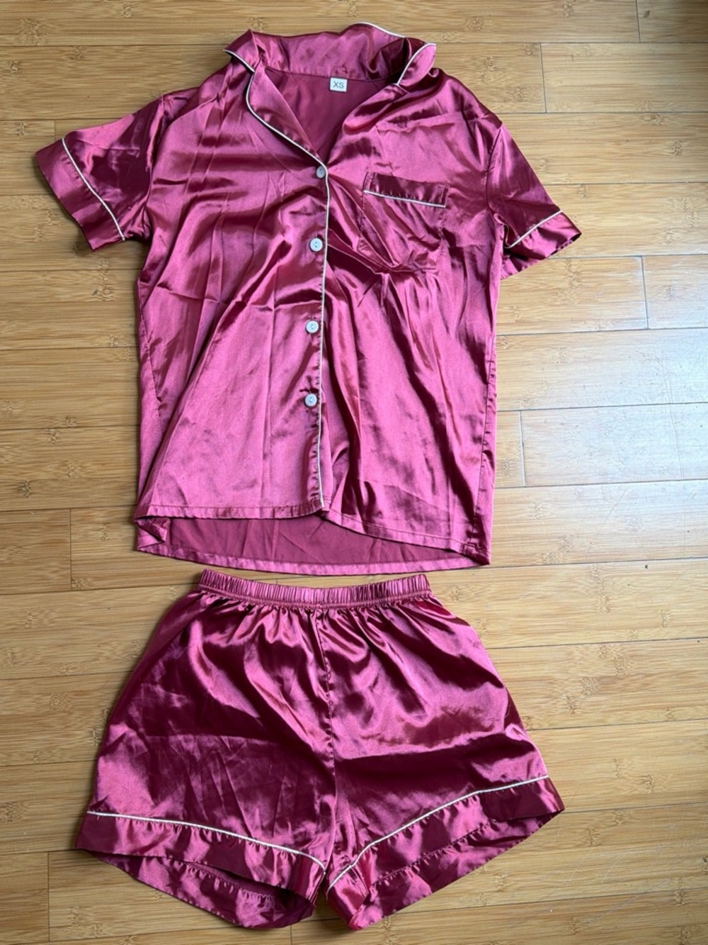 Silky Short-Sleeve Pajama Set in Deep Berry - Women